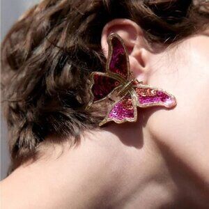 Zara Nwt Sequin Butterfly Earrings 💗✨💖💖🔥